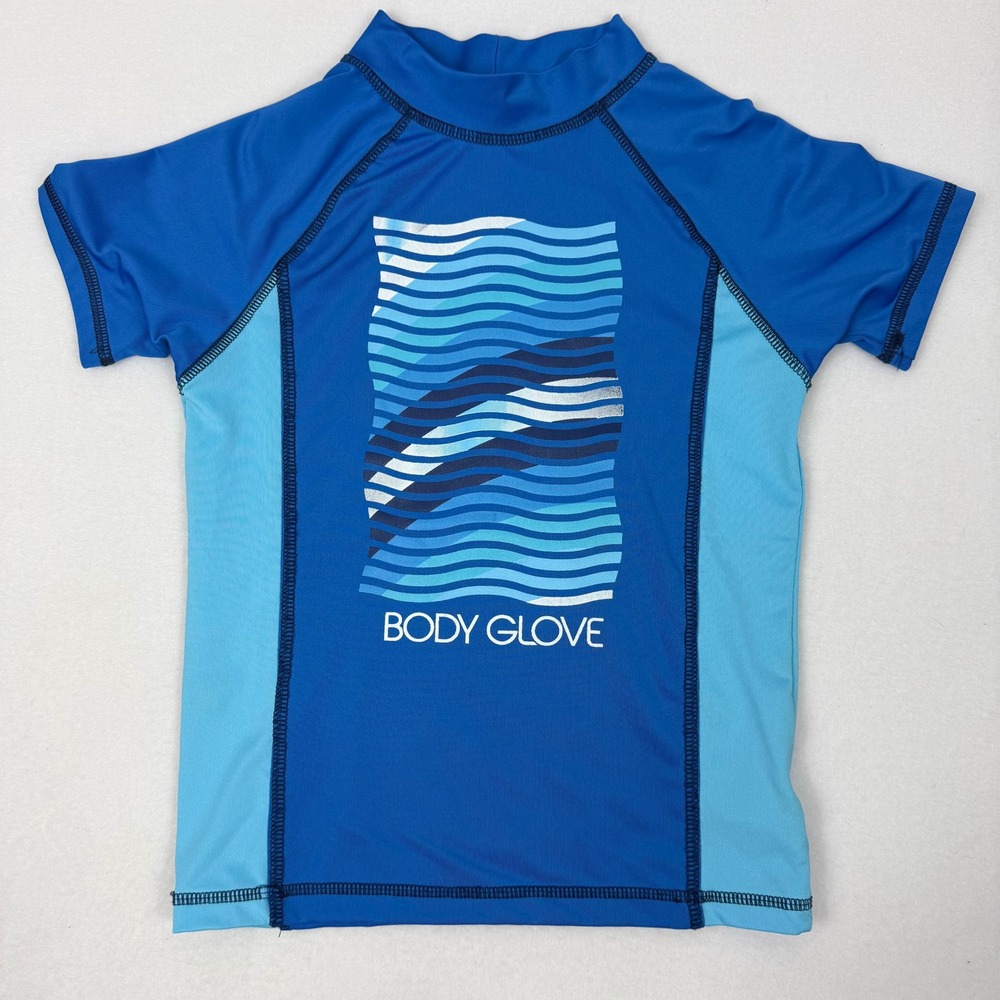 Boys Body Glove‎ Short Sleeve Rash Guard Swim Shirt Size 12 Blue Waves